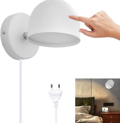 CRLYN® Wandlamp Binnen met Snoer - Wandlamp met Stekker voor Binnen - Wit