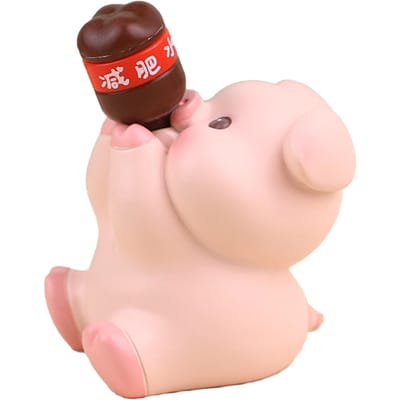 Schattig Dierenbeeldje voor Kinderen Hars Mini Dieren Speelgoed Taarttopper Bureau Decoratie Dashboard beige