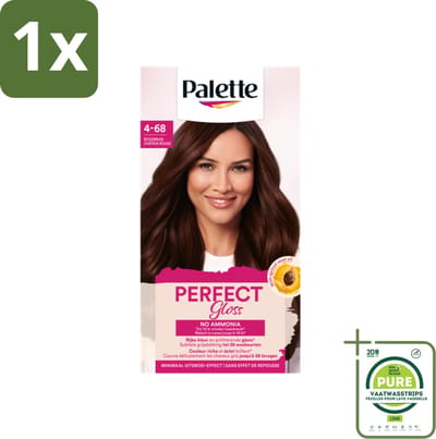 1 x Palette - Haarverf - Perfect Gloss 4-68 Red Brown - Glanzende Haarkleur - Ammoniakvrije Haarkleuring - Uitwasbare Haarkleuring - Zwart Haar - Grijsdekking