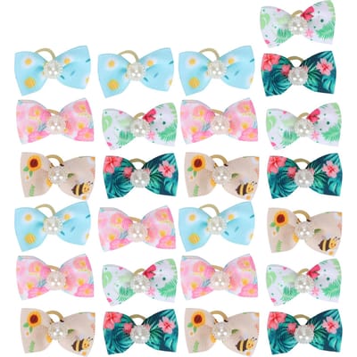 25 pcs Nœuds pour Cheveux d'Animaux de Compagnie Styles Mixtes Chat Chiot Petit Chien Accessoires de Toilettage beige