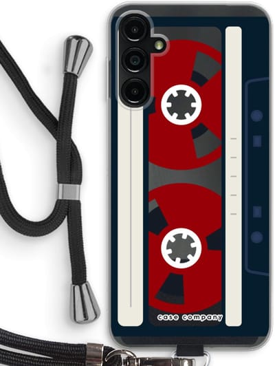 Case Company® - Hoesje met koord geschikt voor Samsung Galaxy A14 hoesje met Koord - Here's your tape - Telefoonhoesje met Zwart Koord - Bescherming aan alle Kanten en Over de Schermrand