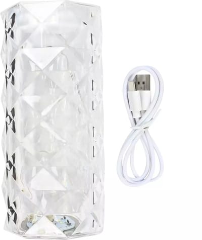 Benson Oplaadbare kristallen tafellamp - 3 kleuren - 15 cm - USB Type-C - Dimbaar