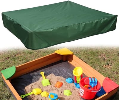 Waterdichte zandbakafdekking - 125 x 125 x 20 cm - Zandbak Hoes - Vierkante beschermhoes voor zandbakken - Zandbakhoes - Vierkant Dekzeil - met trekkoord - Geschikt voor zandbakken en zwembadspeelgoed - Groen