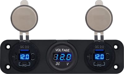 ProRide 12V USB Autolader 6 Poorten - QC3.0 - P19106 - Drievoudig inbouw met Voltmeter