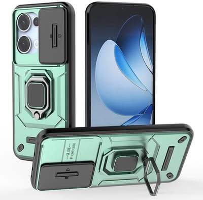 Coverup Hoesje - Geschikt voor OPPO Reno13 5G Hoesje - Coverup Ring Kickstand Back Cover met Camera Shield - Groen