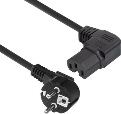 ACT Netsnoer Schuko CEE 7/7 male (haaks) - C15 (haaks rechts) IEC 60320 zwart 1 m AK5349