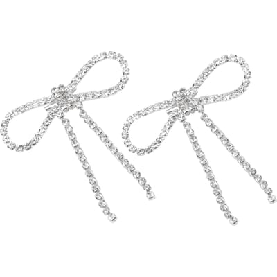 2 stuks Strass Broches Kwast Strik Hartvormige Sieraden Accessoires met Speldjes 5.5x7cm Kwast Strik white