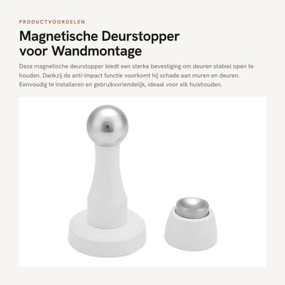 Dailygoods- Deurstopper met sterke magnetische kracht - Deurbuffer - Deurvastzetter - Wandmontage - Roestvrij staal - Antimpact functie - Deurstop