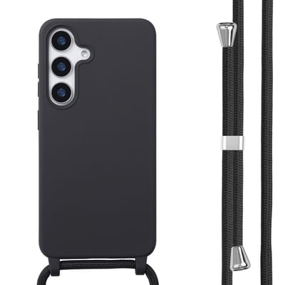 imoshion Hoesje - Geschikt voor Samsung Galaxy S25 - Siliconen hoesje met koord - Zwart
