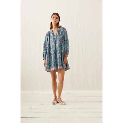 Louise Misha Dress Janice Teal Garden Of Eden Größe: 38 | Minikleider Outlet | Damen | Cyan