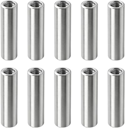 10 stuks lange roestvrijstalen schroefdraadhulzen M8 en M5 x 30 x 8 mm voor meubels en machines, koppelingsmoeren en afstandsmoffen