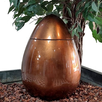 Brons kleurige urn keramiek - hoogglas- asgedenk - 2.5 l - 23x33 cm