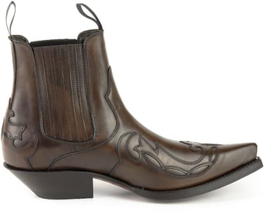 Mayura Boots Austin 1931 Bruin/ Spitse Western Heren Enkellaars Schuine Hak Elastiek Sluiting Vintage Look Maat EU 37