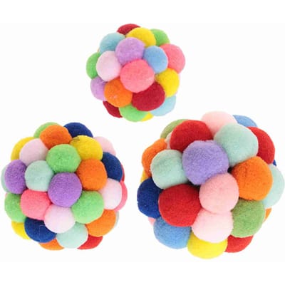 Kleurrijk Pluche Speelspeeltje voor Huisdieren Bal Hond Puppy Kat Oefening Interactief Trainingsinstrument M L