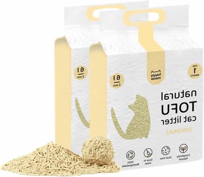 Kattenbakvulling Tofu - Plantaardige Korrels - Geur Neutraliseren - Snelle Klontvorming - 2 x 6 L - Niet van toepassing