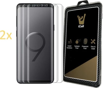 2x Screenprotector geschikt voor Samsung Galaxy S9 Plus - Glas PET Folie Screen Protector Transparant 0.2mm 9H