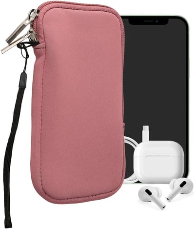 kwmobile telefoontasje universeel geschikt voor L - 6,5" smartphones - 16,5 x 8,9 cm - Hoesje met rits en polslusje -In oudroze -