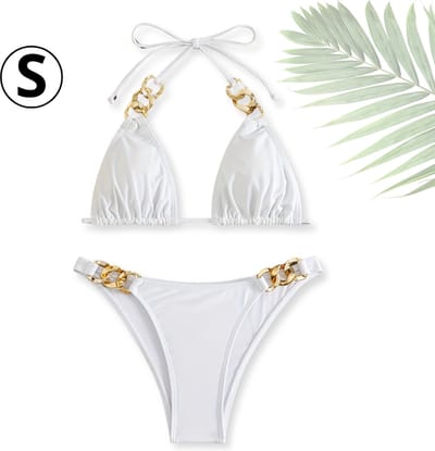 Livano Bikini Dames - Meisjes Bikini - Badpak - Push Up - Vrouwen Badkleding - Zwemmen - Sexy Set - Top & Broekje - Wit - Maat S