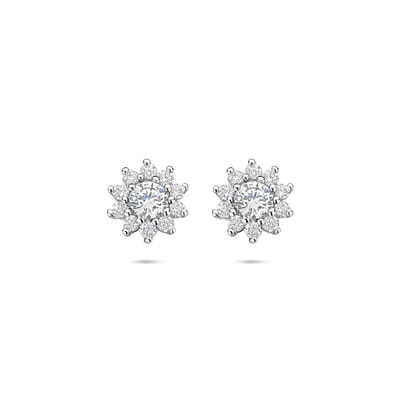 Zilveren gerhodineerde oorknoppen zirkonia 8 mm - 1340828
