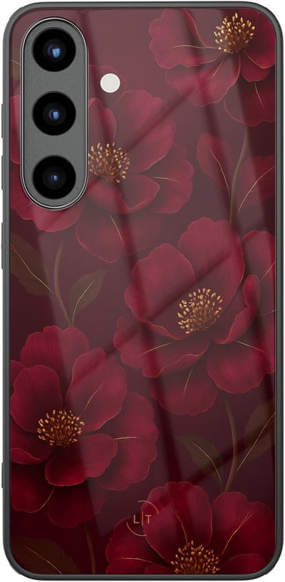 Hoesje geschikt voor Samsung Galaxy S25 - Rozen - Luxe Glazen Hardcase - Bloemen - Multi