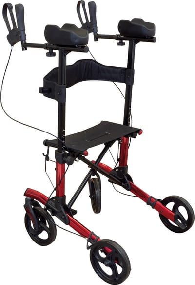 Aidapt Lichtgewicht onderarm rollator - 4 wielen - Rood/Zwart