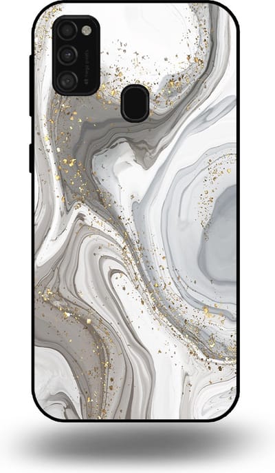 Smartphonica Telefoonhoesje geschikt voor Samsung Galaxy M21 met marmer opdruk - TPU backcover case marble design - Zilver geschikt voor Samsung Galaxy M21