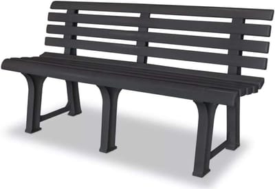 Kunststof Tuinbank - 3-zits Bank - Buiten Zitten - Eenvoudige Montage - 145 cm Breed - Antraciet