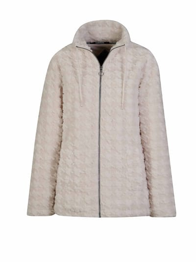 BJØRNSON Samanta Coral Fleece Vest 4 Seizoenen Zigzag-motief Dames - Maat 36 - Off-White