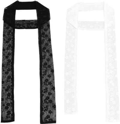 Dailygoods- Sjaal 2 Kanten - Bloem - Smal - 2 Stuks - 2 Kleuren - 2,08 m x 5 cm - Polyester - Sjaaltje