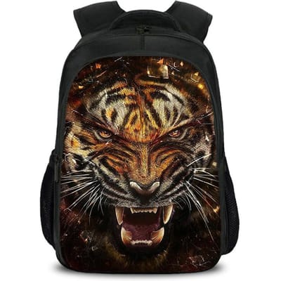 Nieuwe Tijger Dubbellaags Rugzak met Grote Capaciteit, Trendy Dierenprint, Beste Verjaardagscadeau voor Jongens en Meisjes op School
