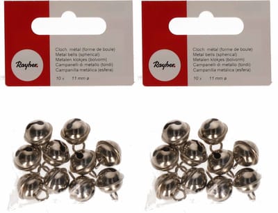 Rayher hobby metalen belletjes met dia 11 mm - 20x - zilver met oog - Kerst kersmuts belletjes - Kattenbellen