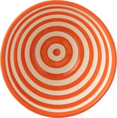 J-Line kom Granada Stripes High - keramiek - wit/oranje - medium - Ø 22 cm