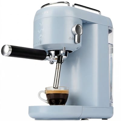 Vankel Halfautomatische Espressomachine - 20 Bar Hogedruk Extractie - 1400W Pistonmachine - 1L Waterreservoir - Met Stoompijpje voor Melkschuim - Koffiemachine voor Thuisgebruik - Blauw