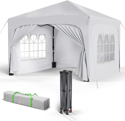 SNJY® Partytent Opvouwbaar - Partytent Easy Up - Paviljoen Weerbestendig - 3L x 3B x 2,75H Meter - Wit