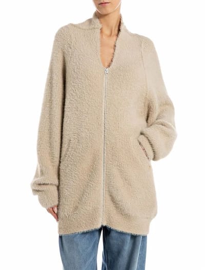 Replay Dk3917.000.g23916 Trui Met Volledige Rits Beige M Vrouw