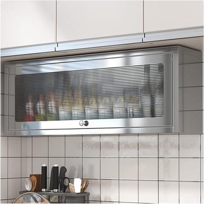 Wandkast Keuken - Opberger Organizer - Ruimte Besparen - Opklapbare Deur - 40-90 cm - Zilverkleurig
