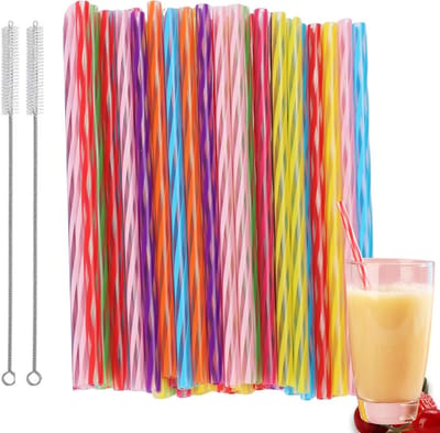 Kleurrijke Herbruikbare Plastic Rietjes - 72 Stuks, Eco-vriendelijk en Inclusief 2 Schoonmaakborstels voor Feesten, Bruiloften en Verjaardagen