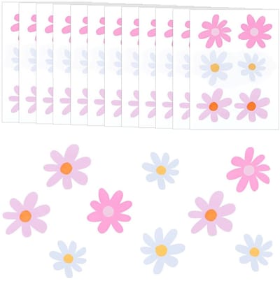 Dailygoods- Muurtattoo 12 Bladeren Madeliefjes - Muurstickers Bloem - Verwijderbaar - Zelfklevend - PVC - 21,2 x 28,6 cm - Muursticker