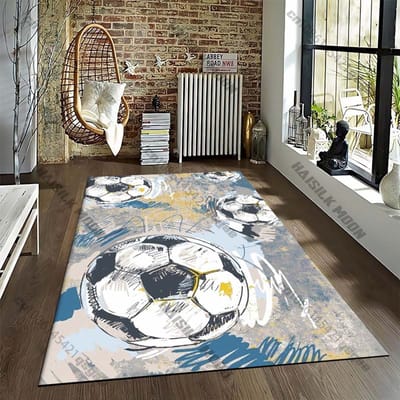 15 Maat Voetbal Sporten Cartoon Patroon Kamerkleed Street Fashion Tapijt voor Slaapkamer Woonkamer Vloermat Antislip Stoelkleed Cadeau 40x60cm16x24in