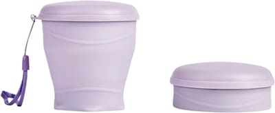 Opvouwbare Siliconen Drinkbeker 180ml - Inklapbare Reisbeker & Camping Mok met Deksel - Outdoor Beker voor Reizen & Wandelen - Paars