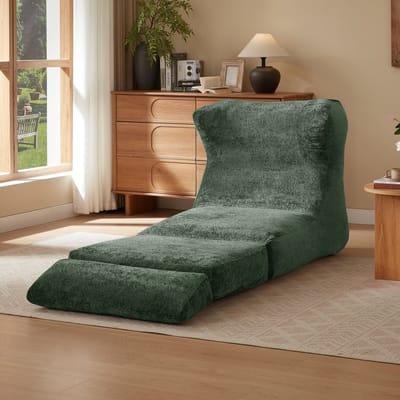 PHOEBE CAT Chaise longue - Chenille - Eenpersoonsbank - Opvouwbaar - Geen montage nodig - Groen