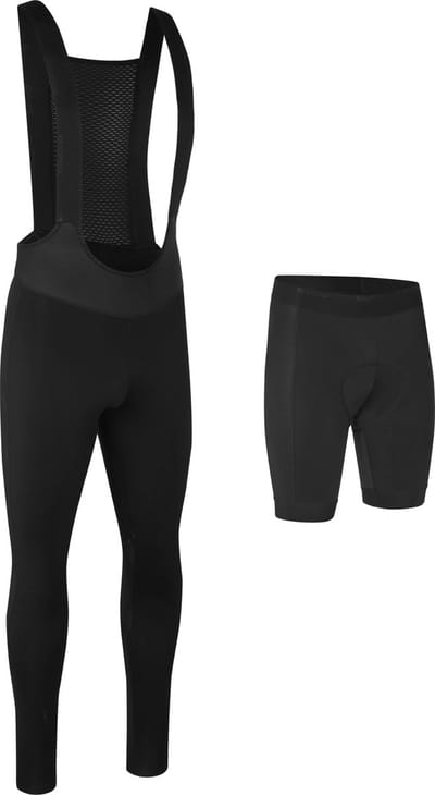 GripGrab - ThermaShell Winter Fietsbroek Waterafstotende Bib Tights Lange Wielerbroek met Zeem - Zwart - Heren - Maat M