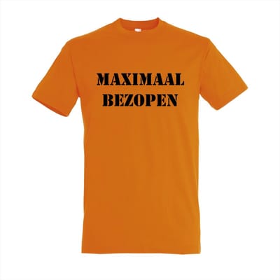 MAXIMAAL BEZOPEN - KONINGSDAG -shirt - 100% Katoen - Maat S - Classic Fit - Oranje