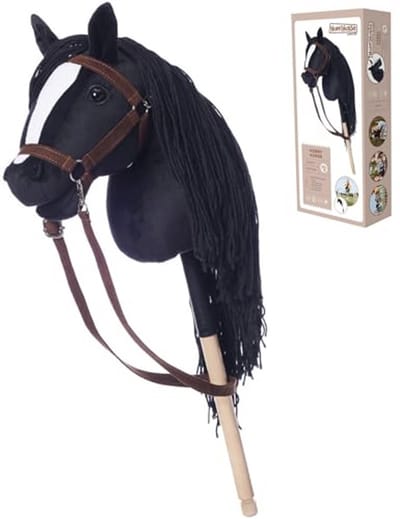 Steekpaard met Troosje - Hoogwaardig Pluche Hobby Paard met Teugels en Schouderriem