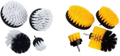 CRIJNS - Carpet Drill Brush Set - Medium White + Hard Yellow - 8 Items