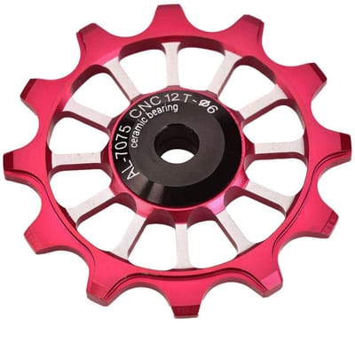 Virtubuy - Fiets derailleur riemschijf - Versnellingsmechanisme - Hoogwaardige aluminium - Rood - Duurzaam - Snelheidsverbetering - Geschikt voor fi..