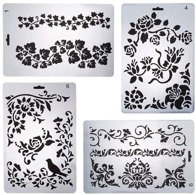 Dailygoody - Plastic schilderij stencils - Herbruikbare sjablonen - Perfect voor doe-het-zelf projecten - 4 stijlen bloemen - Ideaal voor schilderen o