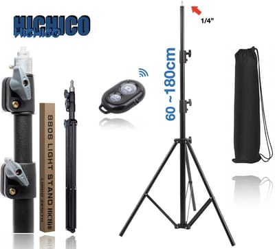 HiCHiCO® 8806 Statief Smartphone schroef 1.4” - Camerastatief - statief Telefoon inclusief Bluetooth Afstandsbediening - Lichtstatief - Tripod - Statief Smartphone - Licht standaard - Lamp statief - Statieven - Statief - 180cm hoog