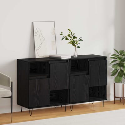 vidaXL - Dressoir - 2 - st - Zwart - Eiken - 60 - x - 35 - x - 70 - cm