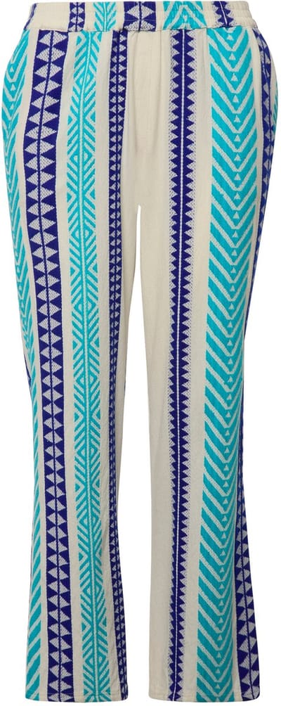 Angel of Style - Dames - Broek jacquard strepen elastische tailleband - Middenblauw - Maat 44